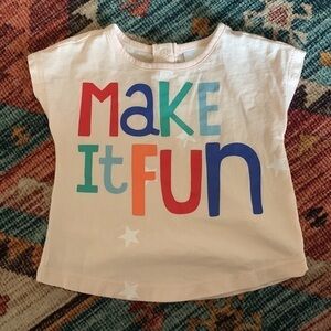 Open Edit Make It Fun Print T-Shirt Baby Girl 3M Pink Creole Fun Crewneck